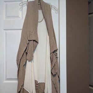 Grande Madame linen dress and shawl beach wedding attire, boho festival dress